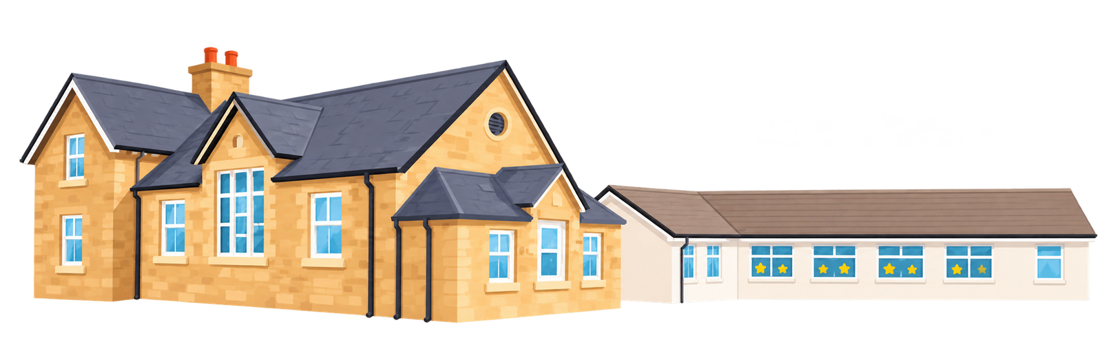 Illustration of The Meadows Nursery School building on Torwood Road
